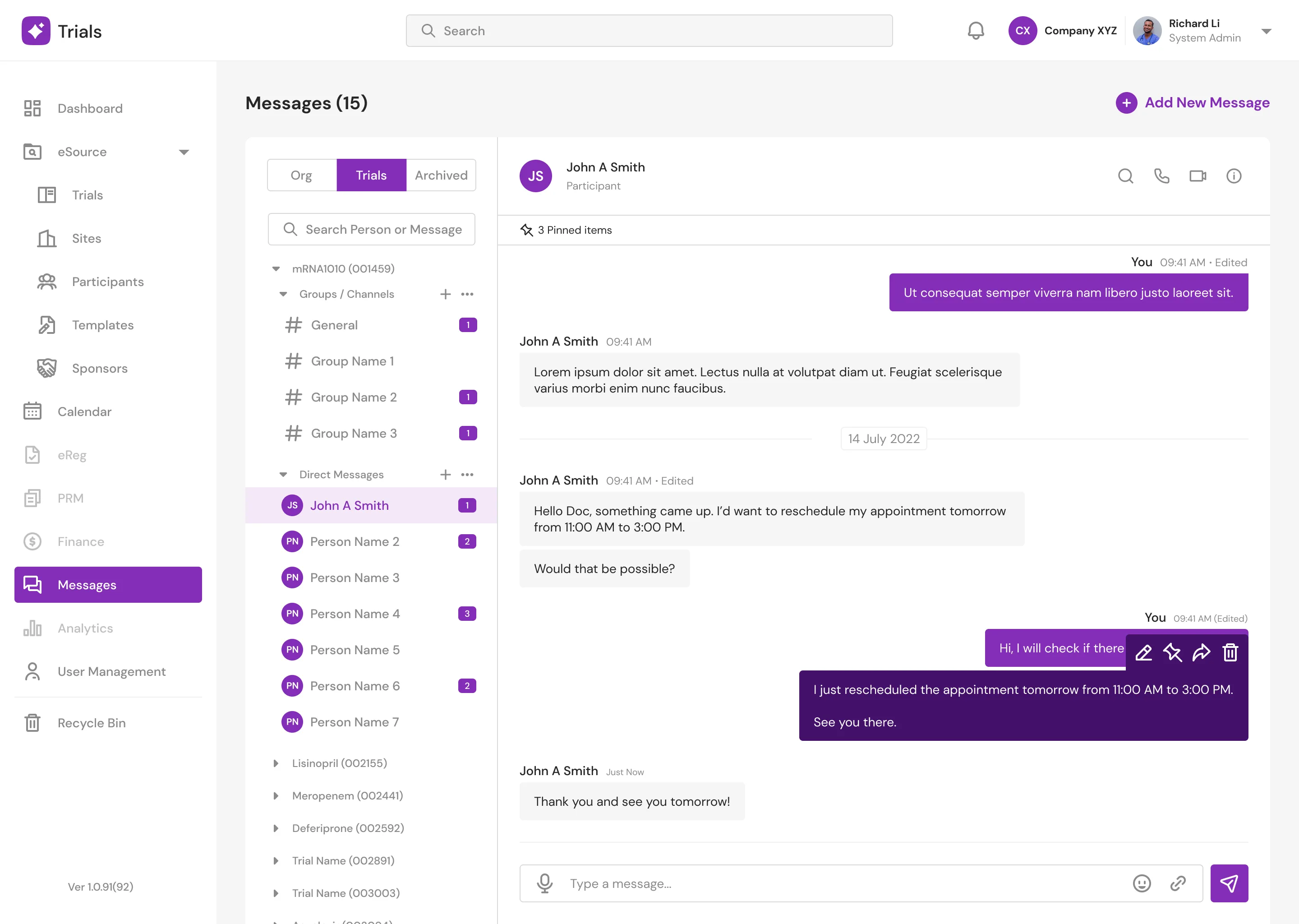 Message (Light Mode)